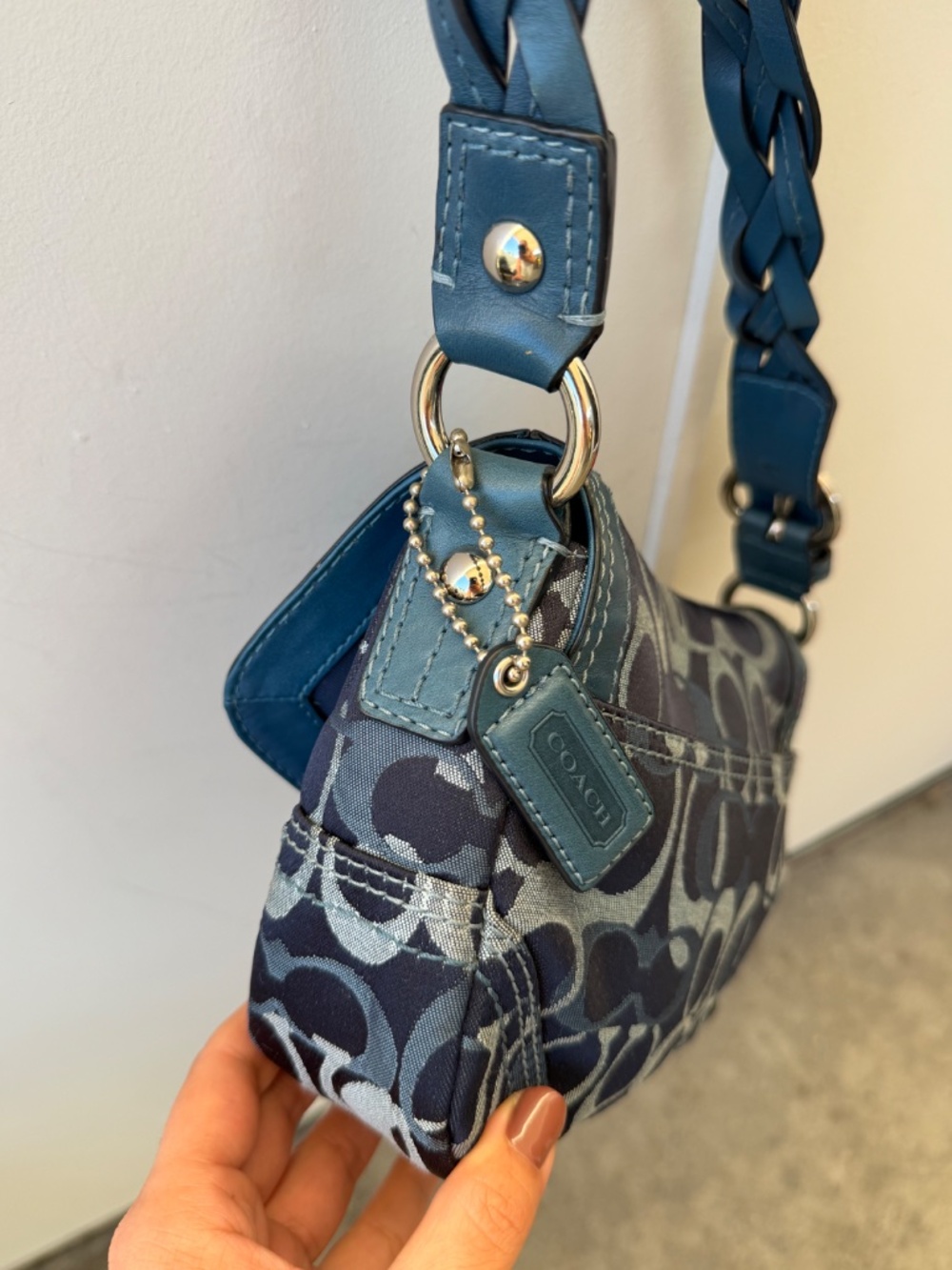 Coach Chelsea (Soho) Signature Optic Flap Bag in Blue/Navy (Style 10992) - Picture 5 of 8